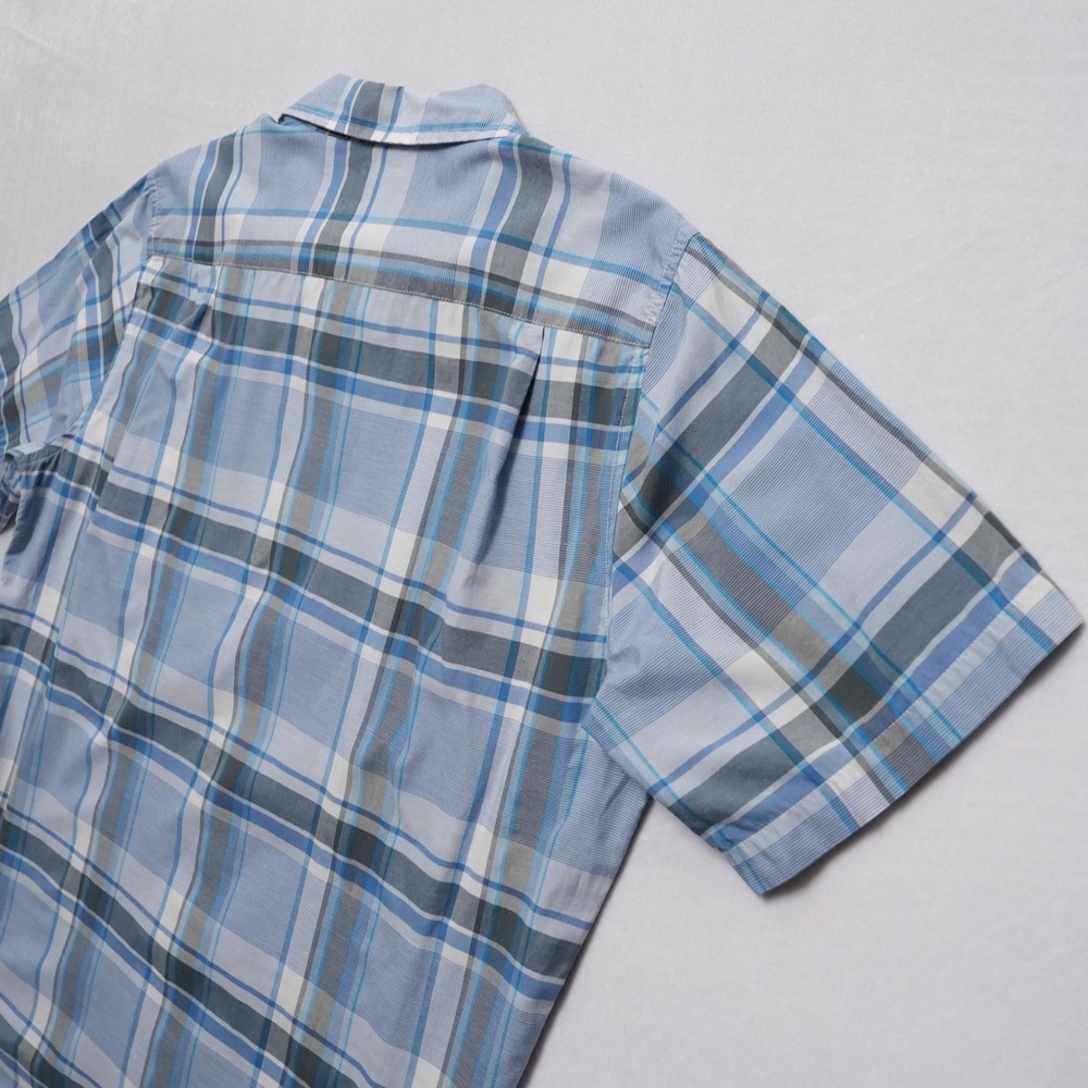 Quiksilver Plaid Button Up Mens Large Blue Short Sleeve Pocket Shirt - Picture 16 of 16